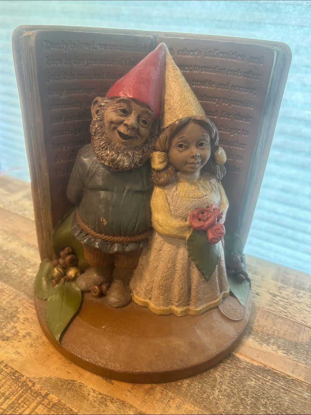 Tom Clark Wedding Figurine Cairn Studio Bride Groom Gnomes with Book Background